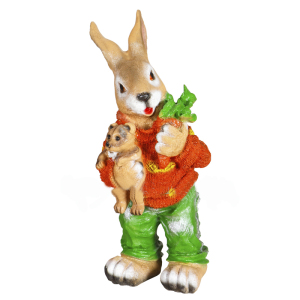 Садова фігура Зайчиха з ведмедиком, 55 см