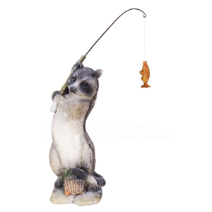 Садова фігура Єнот з вудкою, 32 см