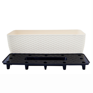 Горщик балконний Ротанг білий, 10 л