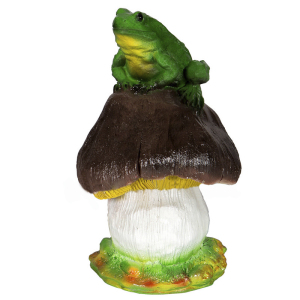 Садова фігура Веселий грибочок з жабою, 23 см