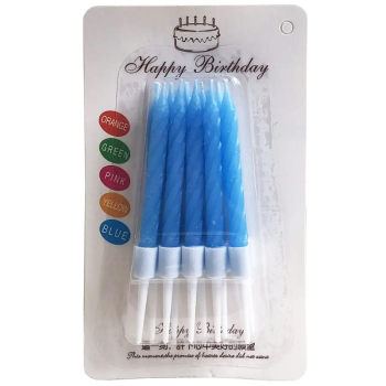 Свічки для торта блакитні, 10 шт
