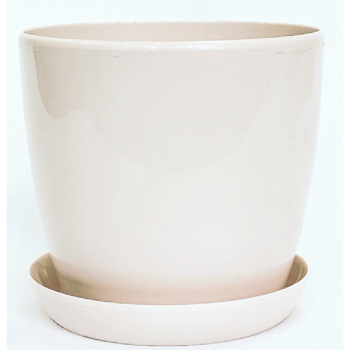 Горшок с подставкой Глянец кремовый, 0.8 л